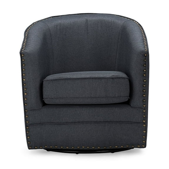 Porter Modern and  Classic Retro Grey Fabric Upholstered Swivel Tub Chair
