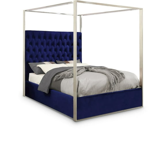 Porter Navy Velvet King Bed-Color:Navy Velvet,Style:Contemporary