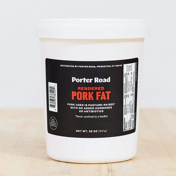 Porter Road Rendered Pork Fat, 32oz, Raised and Made in the USA