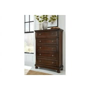 Ashley Furniture Porter 5-Drawer Traditional Wood Chest in Dark Brown