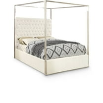 Porter White Velvet Queen Bed-Color:White Velvet,Style:Contemporary