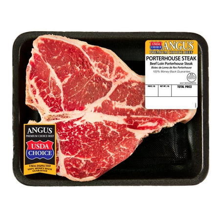Porterhouse Steak, Choice Angus Beef, 1 Bone-In Steak per Tray, Fresh, 1.2 - 2.7 lb