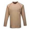 thumbnail image 1 of Portewst FR01 Mens Bizflame Flame Resistant Crew Neck Work Sweatshirt Khaki, Large, 1 of 2