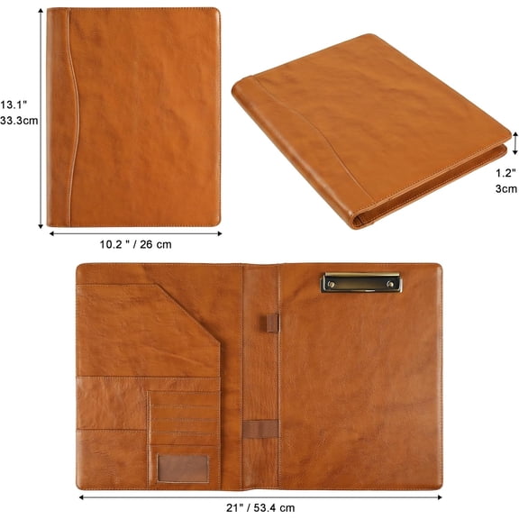 Portfolio Binder - Personlized Clipboard Folio Compact Padfolio Engraved Leather Portfolio Legal Pad Holder, Ideal Padfolio for Men - Brown