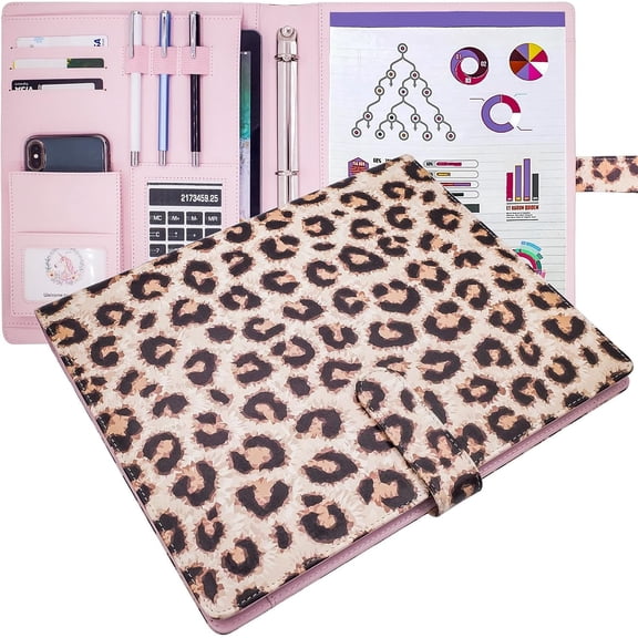 Portfolio Binder Three Ring Binder 1 inch,Leather Padfolio Binder - Organizer Document - Office Binder Organizer for Women.