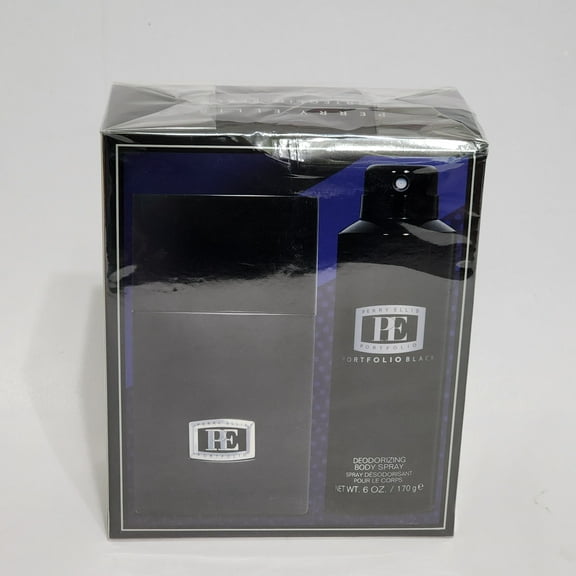 Portfolio Black by Perry Ellis Men 3.4 oz EDT spray + Deodorant body spray