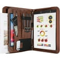 thumbnail image 1 of Portfolio Business Padfolio Folder with Zipper, Conference Meeting Executive File Legal Document Organizer with Pockets Letter Size A4 Writing Pad Notepad Padfolio for Father's Day Gift -Brown, 1 of 7