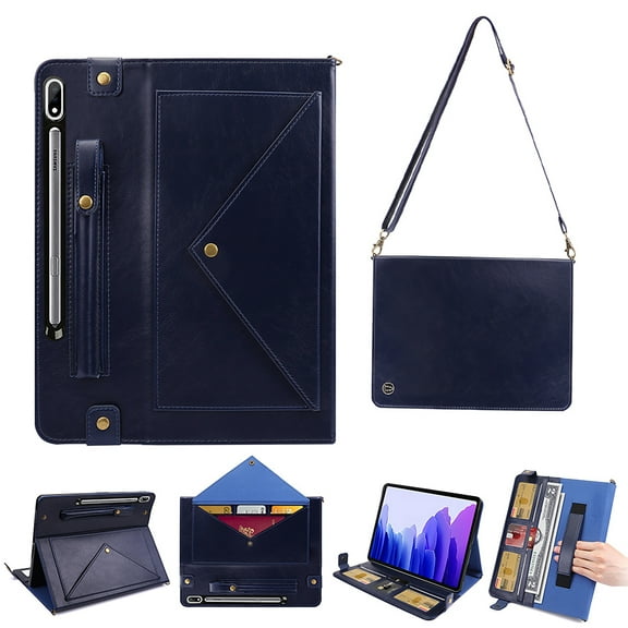 Portfolio Carrying Bag Case for Galaxy Tab S11 Ultra 14.6" 2025 SM-X930 X936B, Document Notes Pocket Stand Shoulder Strap Protective Case Cover for Samsung Galaxy Tab S11 Ultra, Blue