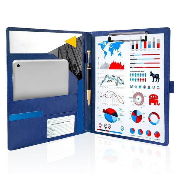 Portfolio Folder Padfolio Portfolio Binder Clipboard Binder with Storage for Notebook, Notepad  Nursing Clipboard, Office Accessories Blue