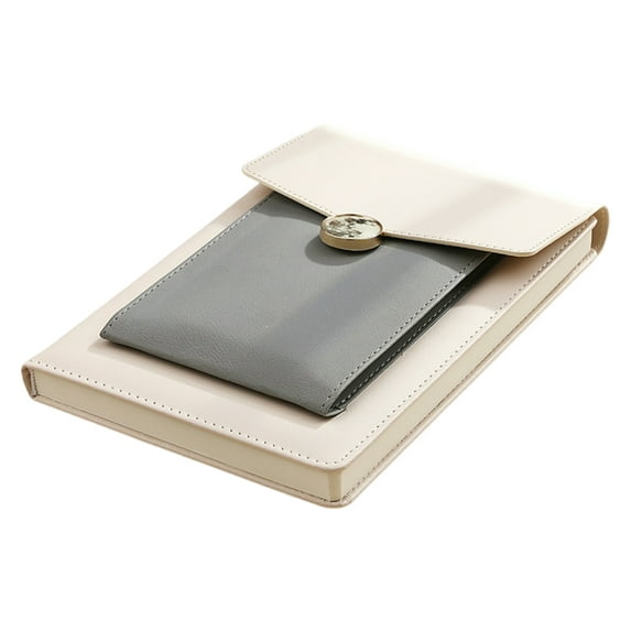 Portfolio Organizer,Portfolio Binder,Padfolio for Women,A5 Refillable Notebook,Fillable Diary,Cute Notebook-White grey