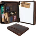 thumbnail image 1 of Portfolio for Men, Portfolio Organizer with Zipper for Men Women,  Padfolios Business Resume Legal Pad Notebook Binder for A4/Pad (Brown), 1 of 6