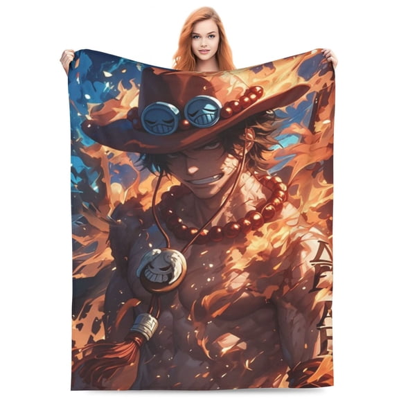 Portgas D Ace Fleece Blanket Throw Soft Cozy Plush Blanket For Couch Sofa Bed