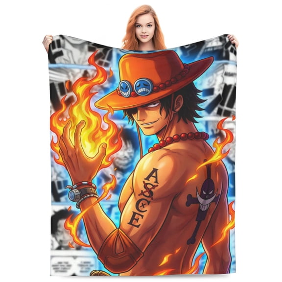 Portgas D Ace Fleece Blanket Throw Soft Cozy Plush Blanket For Couch Sofa Bed