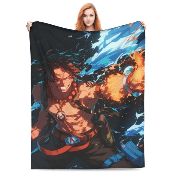 Portgas D Ace Fleece Blanket Throw Soft Cozy Plush Blanket For Couch Sofa Bed