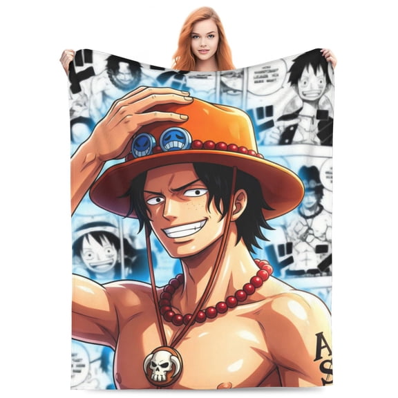 Portgas D Ace Fleece Blanket Throw Soft Cozy Plush Blanket For Couch Sofa Bed