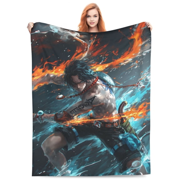 Portgas D Ace Fleece Blanket Throw Soft Cozy Plush Blanket For Couch Sofa Bed