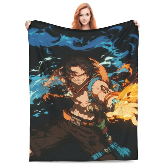 Portgas D Ace Fleece Blanket Throw Soft Cozy Plush Blanket For Couch Sofa Bed