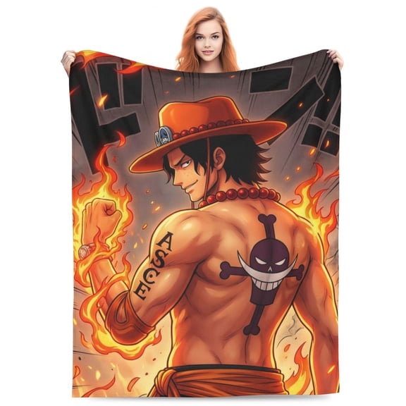 Portgas D Ace Fleece Blanket Throw Soft Cozy Plush Blanket For Couch Sofa Bed
