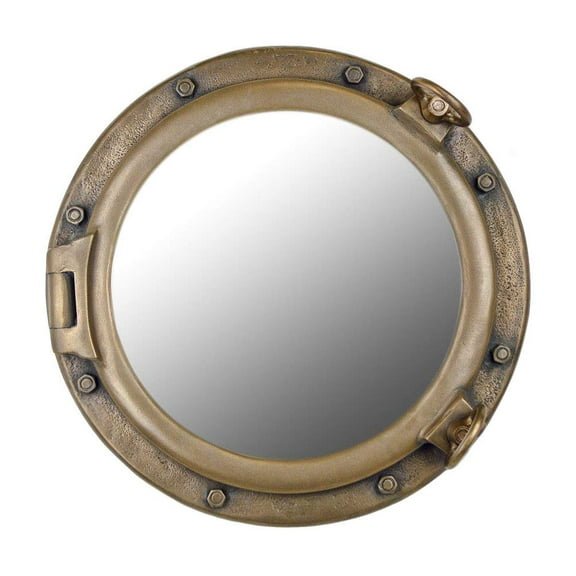 Porthole Mirror Antique Brass Finish Wall Mount 20 Inch Diameter