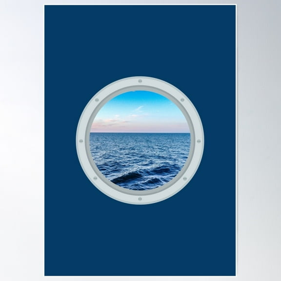 Porthole Ocean View Poster Wall Art, Modern Wall Decor For Living Room Bedroom, 8x12 UNFRAMED