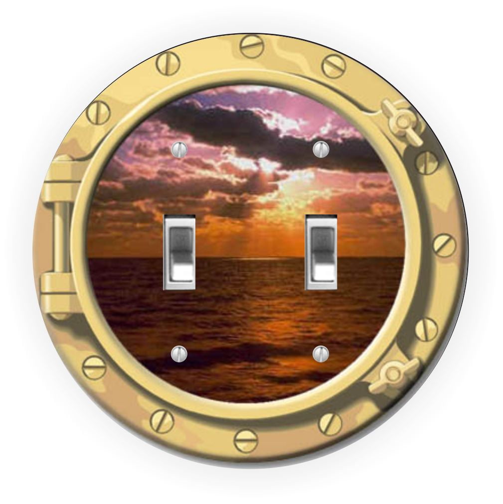 Porthole Sunset Design Round Light Switch Plate Cover Double Toggle