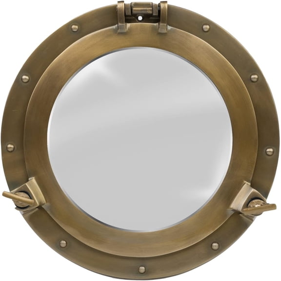 Porthole Window - 20 Inch Brass Finish | Nautical Wall Décor for Bathroom and Bedroom | Antique Wall Mounted Aluminium and Steel Alloy Vintage Port Hole Window Décor