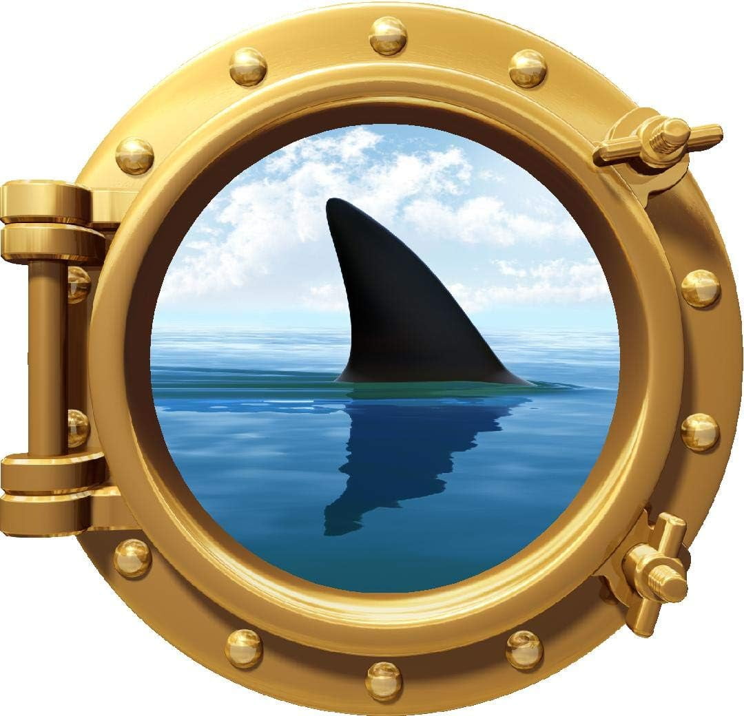 Porthole Window Wall Decal Fin Bronze Port Scape Under The Sea Ocean