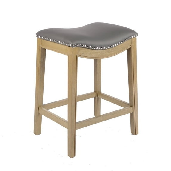 Porthos Home Acton Counter Stool With Sturdy Rubberwood Legs, Nailhead Trimming, PU Leather Upholstery And Backless Space-saving Design (For Bar Counters And Kitchen Islands)