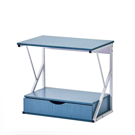 Porthos Home Aspen 1-tier Corner Shelf With Drawer, Wood And Iron Blue
