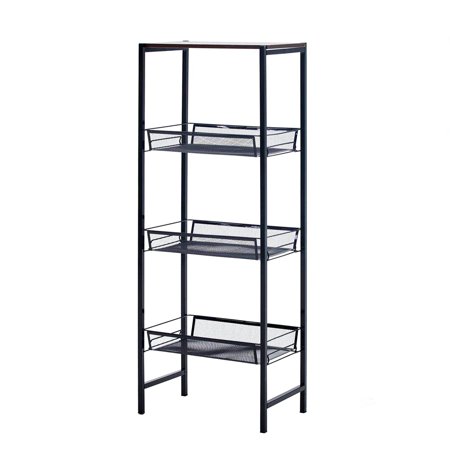 Porthos Home Blake 3-tier Storage Shelves, Mesh Trays And Metal Frame Black
