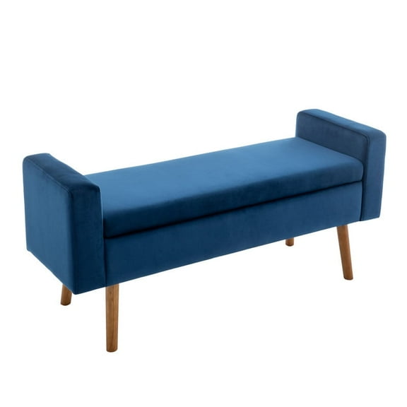 Porthos Home Brynn Velvet Storage Bench with Rubberwood Legs
