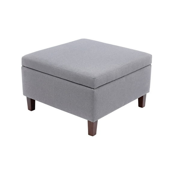 Porthos Home Jamar Fabric Square Storage Ottoman with Rubberwood Legs