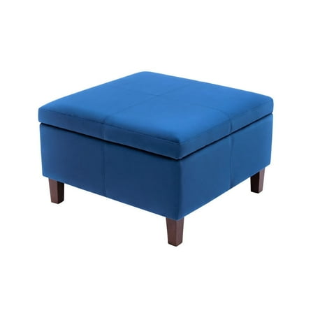 Porthos Home Janis Velvet Square Storage Ottoman with Rubberwood Legs