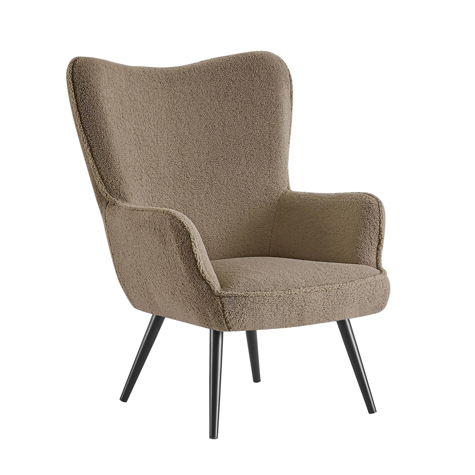 Porthos Home Kindel Wingback Accent Chair with Ergonomic Contoured Back, Soft Fabric Upholstery, Durable and Corrosion-resistant Powder Coated Steel Legs, Great for Living Rooms and Bedrooms