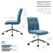 Porthos Home  Lada Adjustable Swivel Office Chair, Linen Upholstery Blue