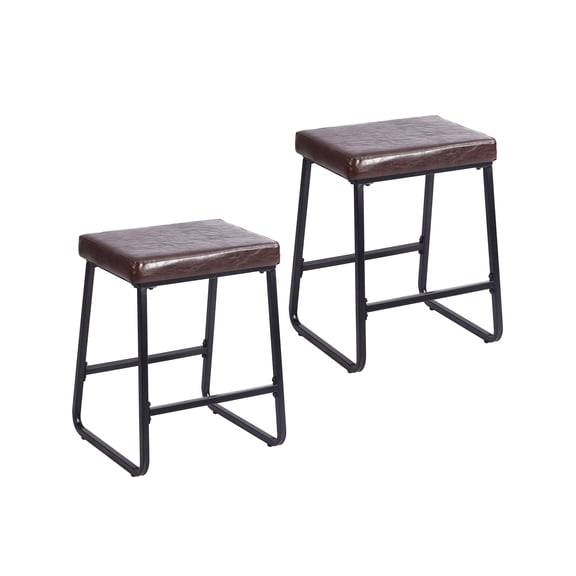 Porthos Home Setia Counter Stools, PU Leather, Iron Legs (Set of 2)