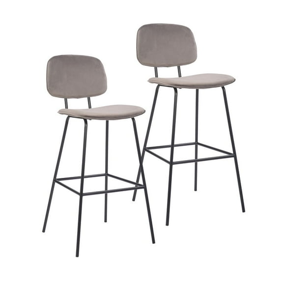 Porthos Home Soren Bar Stools, Velvet Upholstery, Iron Legs (Set of 2)