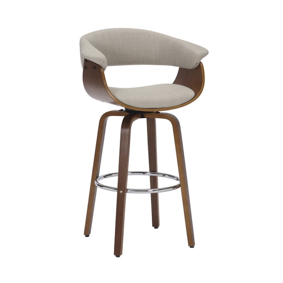 Porthos Home Swivel Bar Stool, Curved Back/Seat, Fabric Upholstery