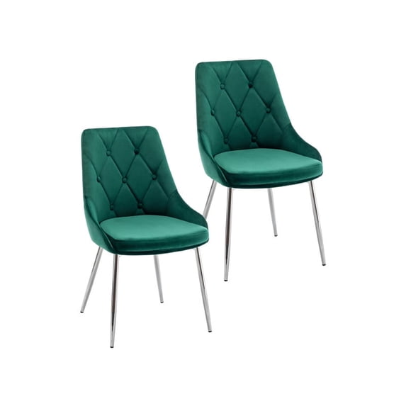 Porthos Home Tam Tufted Velvet Dining Chairs with Chrome Legs (Set of 2)