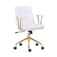 thumbnail image 1 of Porthos Home  Tilly Office Chair, PU Leather, Gold Chrome Roller Base White, 1 of 5