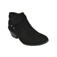 thumbnail image 1 of Portia Black Suede Soda Women Ankle Boots Small Short Heel Booties Buckled Side Zipper, 1 of 4