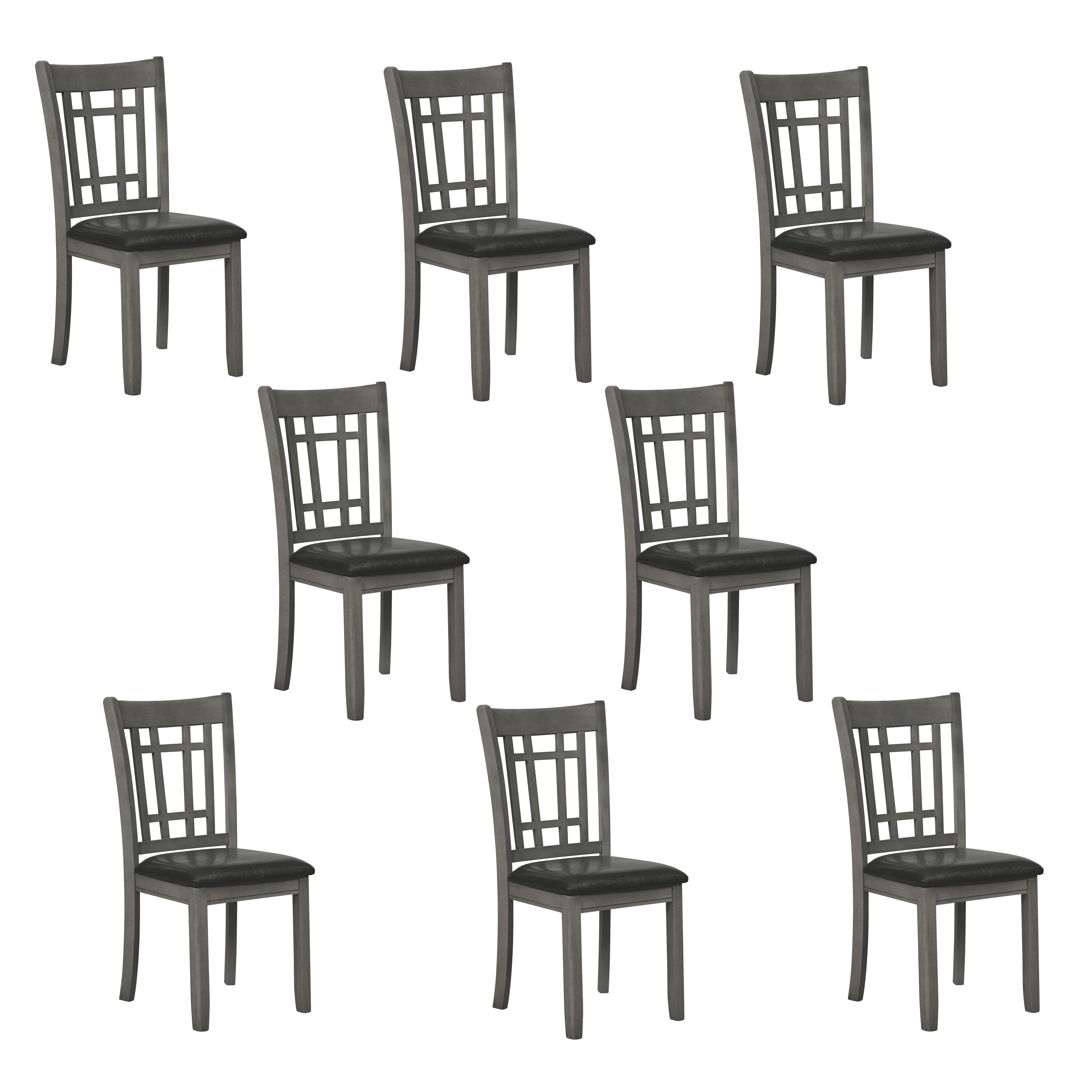 Portia Black and Medium Grey Padded Seat Dining Chairs (Set of 8