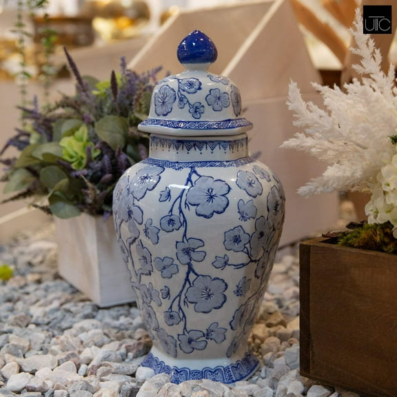Portia Blue Chinoiserie Temple Jar