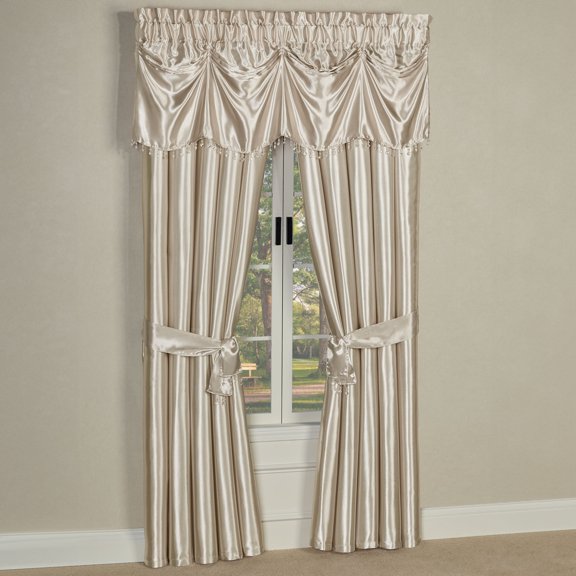 Portia Polyester Satin Window Treatment, Pearl Tuck Valance and 96L Wide Curtains Set
