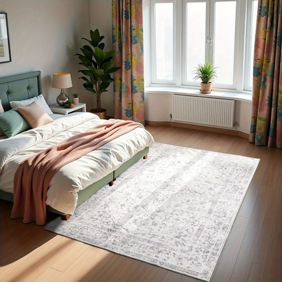 PortiaVintage Floor Mat Peach and Floor Mat, with Light Pink Paste, Floor Mat, Suitable for Living Room, Bedroom, Office Floor Mat, Peach, Neutral Tone Home Decoration Ideal Housewarming Gift, Textur