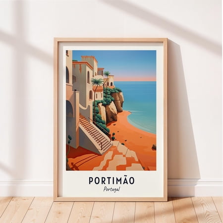 Portimão Travel Praia Da Rocha Portugal Cityscape Travel Poster , Poster Print Only