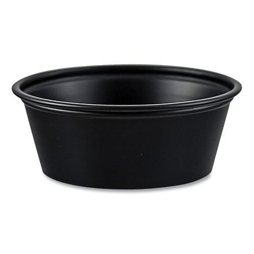 Portion Containers, 1.5 oz, Plastic, Black, 250/Bag, 10 Bags/Carton | Bundle of 2