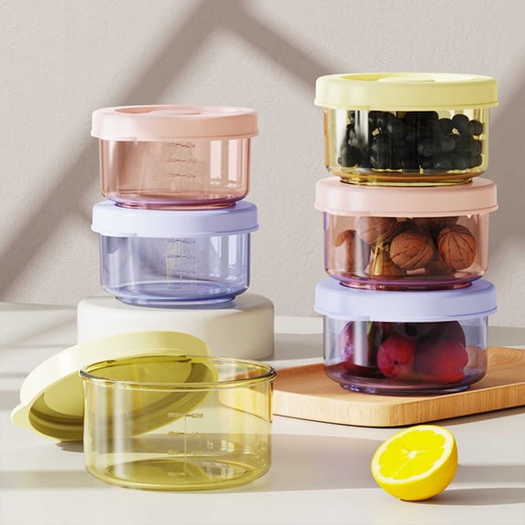 Portion Control Containers 60ml 6 Pack, Leak Proof Meal Prep Boxes, Steaming Safe Plastic Food Storage with Lid for Baby Food, Spices, and Dry Goods, Microwave Safe
