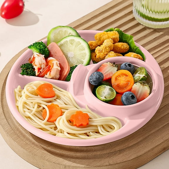 Portion Control Divided Plate, 7.68in Compartment Dinnerware for Balanced Meals, Microwave & Dishwasher Safe Everyday Use, 5-Section Design