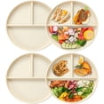thumbnail image 1 of Portion Control Plate For Adults Weight Loss, Round Bariatric Portion Control Plate, Reusable Wheat Straw Divided Plate With 3 Compartments, Dishwasher & Microwave Safe (4 Pcs), 1 of 7
